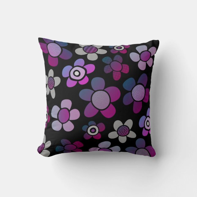 Retro flowers throw pillow (Front)