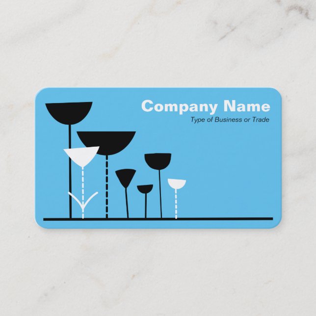 Retro Flowers v2 - Sky Blue Business Card (Front)