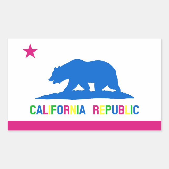 Retro Fluorescent Colours California Flag Sticker (Front)