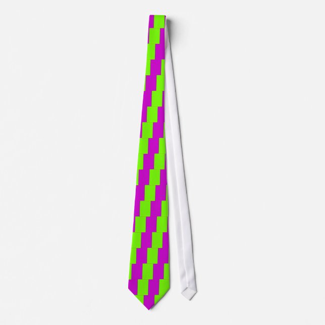 Retro Fluoro Lime-Green & Purple Collection Tie (Front)