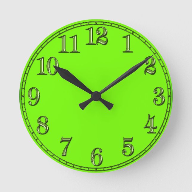 Retro Fluoro Lime-Green Wall Clock (Front)