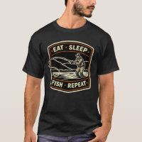 Retro fly fishing design eat sleep fish repeat