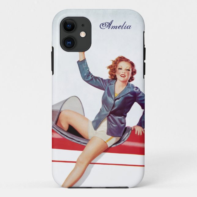 Retro Fly Girl Personalized Case-Mate iPhone Case (Back)