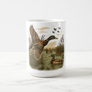 Retro-Flying-Mallard-Duck-Hunting,  Coffee Mug