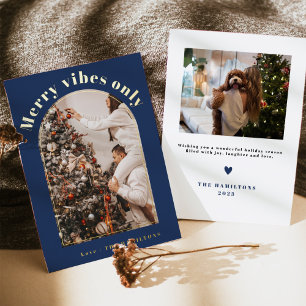 Retro Foil Christmas Card   Merry Vibes only card