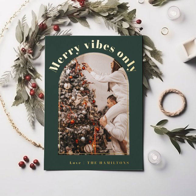 Retro Foil Christmas Card | Merry Vibes only card (Creator Uploaded)