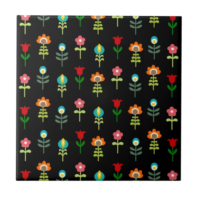 Retro folk floral pattern tile (Front)