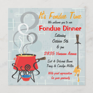 Retro Fondue Party Invitation