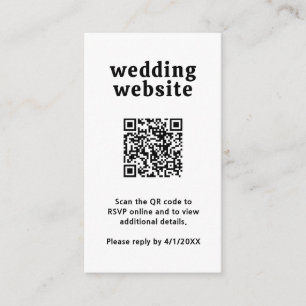 Retro Font Black and White QR Code Modern Wedding Enclosure Card