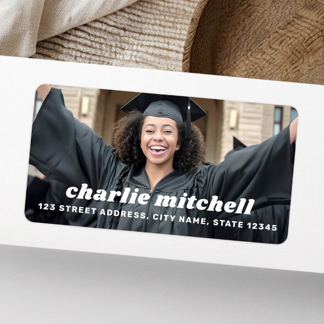 Retro font graduation photo return address label (Retro font graduation photo return address label)