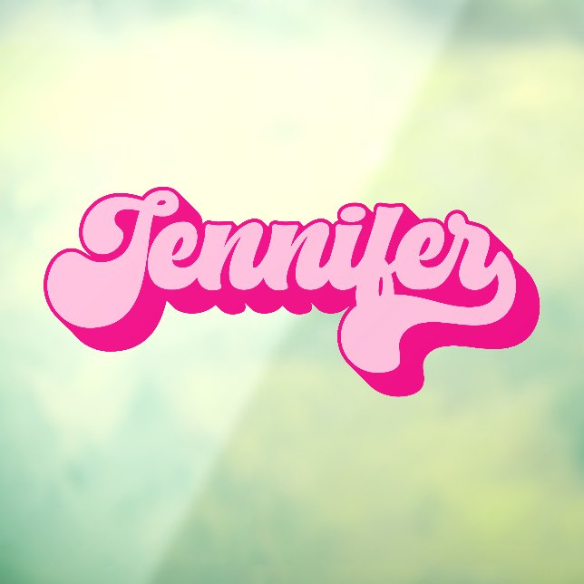Retro Font Hot Pink Jennifer Window Cling (Sheet 3)