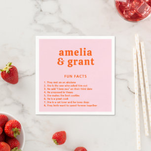 Retro Font Orange and Pink Modern Wedding Napkin