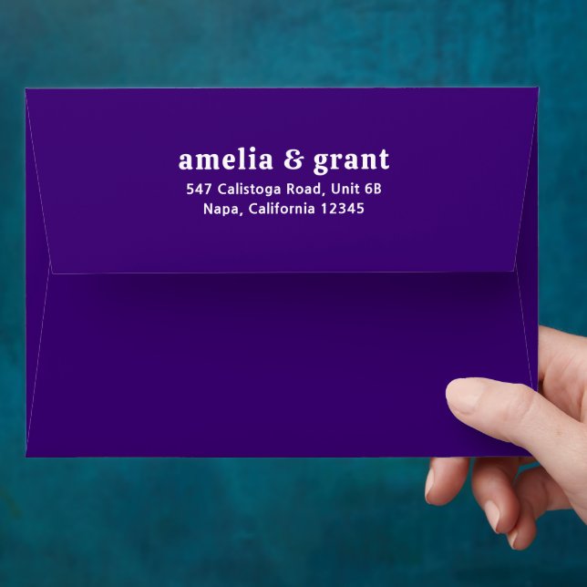 Retro Font Purple Modern Wedding Envelope (Hand)