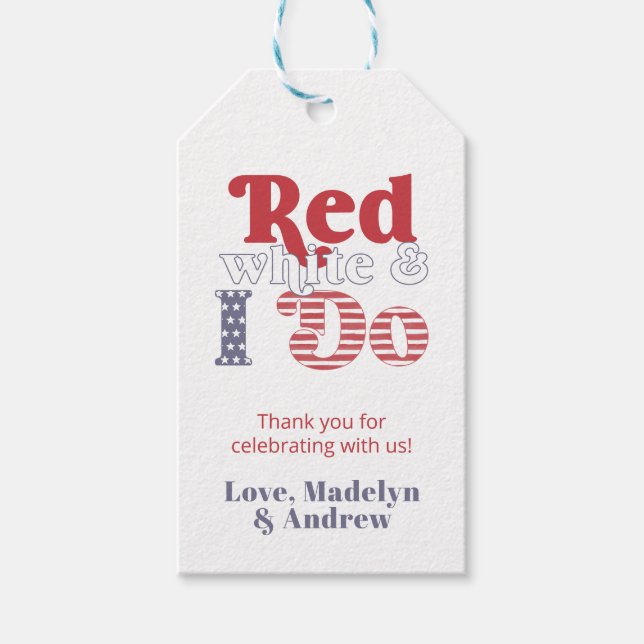 Retro Font Red White And I Do Couples Shower Favou Gift Tags (Front)