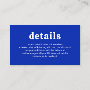 Retro Font Sapphire Blue Modern Wedding Enclosure Card