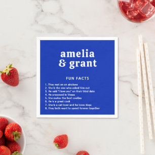 Retro Font Sapphire Blue Modern Wedding Napkin