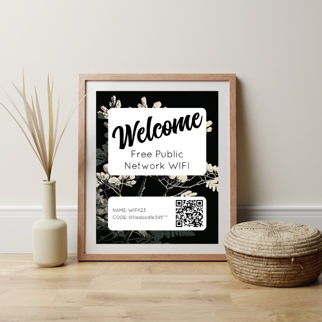 Retro Font WIFI Network Password QR Code Poster (Creator Uploaded)