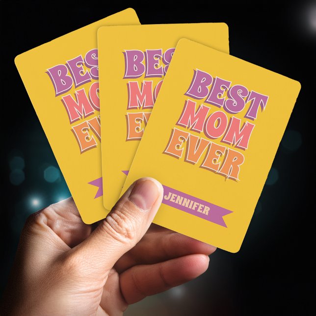 Retro Fonts Best Mom Ever Custom Name Colourful Playing Cards (Creator Uploaded)