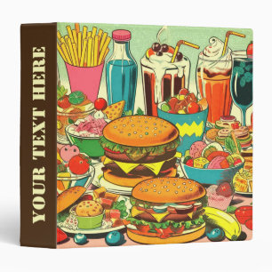 Retro Food Comic Illustration Binder
