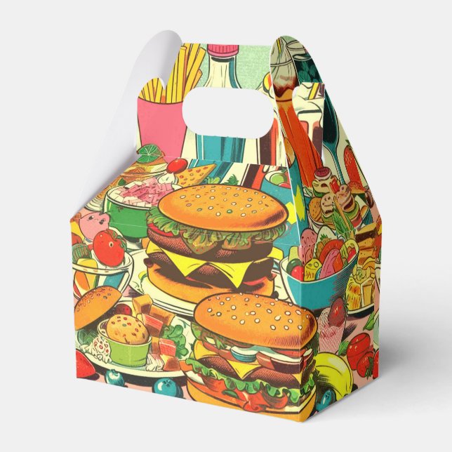 Retro Food Comic Illustration Favor Box (Front Side)