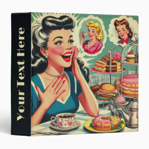 Retro Food Cute Girl Illustration Binder
