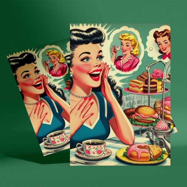 Retro Food Cute Girl Illustration Postcard (Creator Uploaded)