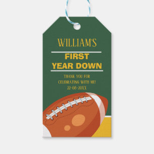 Retro Football First Year Down Thank You Favours Gift Tags
