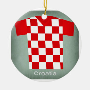 Retro Football Jersey Croatia Ceramic Ornament