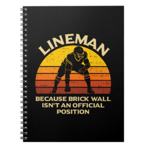 Retro Football Lineman Brick Wall Funny Gift Notebook
