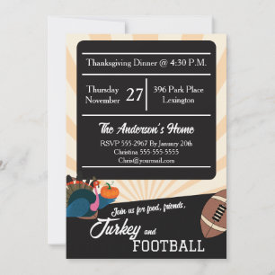 Retro Football Thanksgiving Dinner Invitation