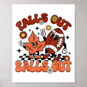 Retro Footll Falls Out Out Vintage Thanksgiving Ki Poster