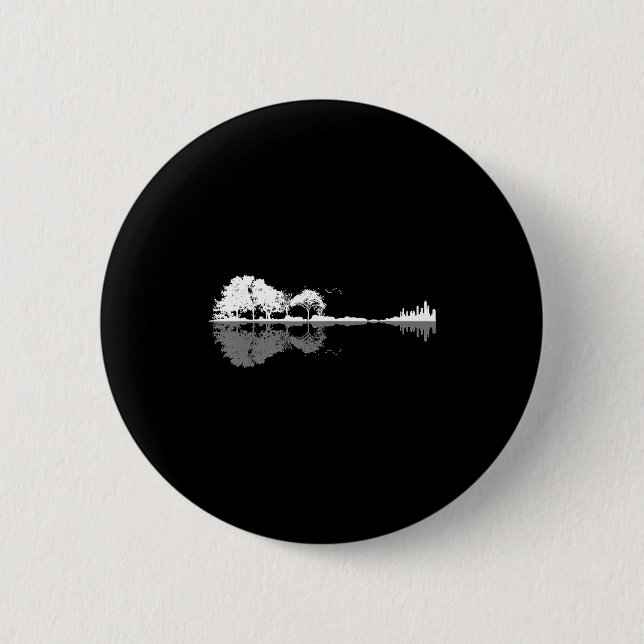 Retro Forest Funny Nature Guitar Clic Music  2 Inch Round Button (Front)