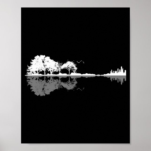 Retro Forest Funny Nature Guitar Clic Music  Poster (Front)