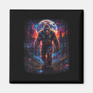 Retro forest sasquatch bigfoot hiking nature magnet