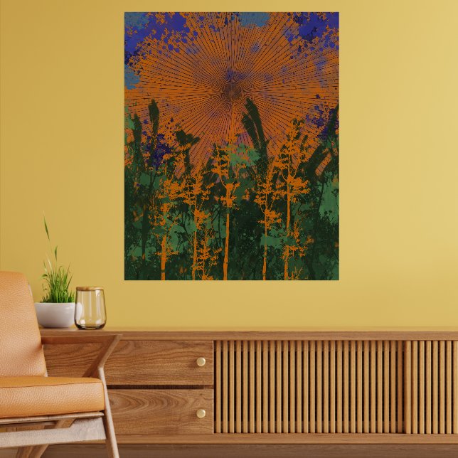 Retro Forest Sunset Poster (Living Room 2)