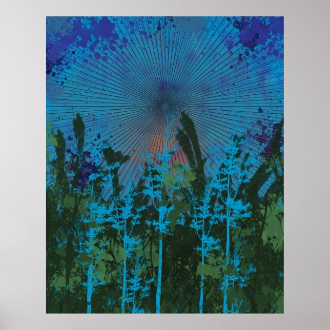 Retro Forest Sunset Poster (Front)