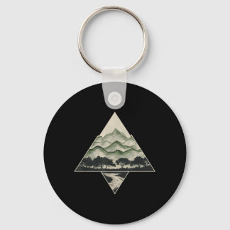 Retro Forest Trees Wildlife Nature Vintage Keychain