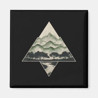 Retro Forest Trees Wildlife Nature Vintage Magnet