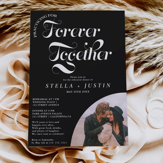 retro forever photo white rehearsal dinner invitation (Creator Uploaded)