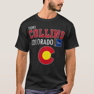 Retro Fort Collins Colorado Flag Vintage Fade T-Shirt