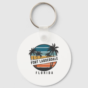 Retro Fort Lauderdale Beach Florida Surfboard Surf Keychain