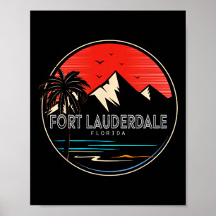 Retro Fort Lauderdale Beach Florida Wave Surfing Poster