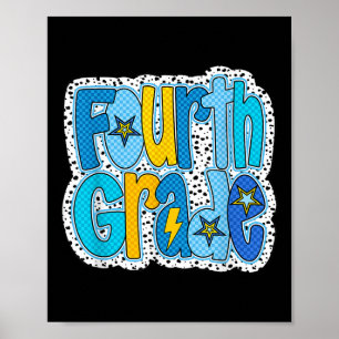 Retro Fourth Grade Back To School Boys Kids First Poster