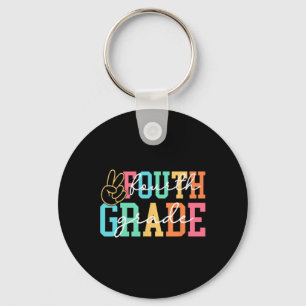 Retro Fourth Grade Preppy Back To School Teacher G Keychain