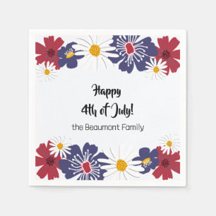 Retro Fourth of July 4th Summer Party Cocktail Napkin