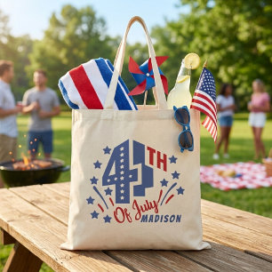 Retro Fourth Of July Custom Patriotic Tote Bag