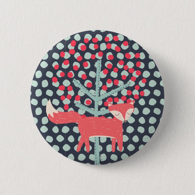 Retro Fox 2 Inch Round Button (Front)
