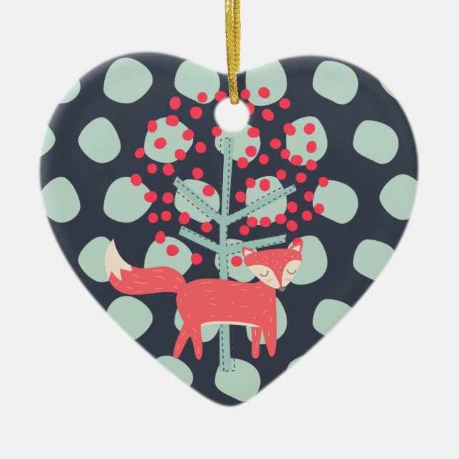 Retro Fox Ceramic Ornament (Front)