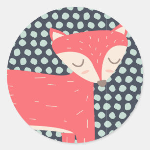 Retro Fox Classic Round Sticker