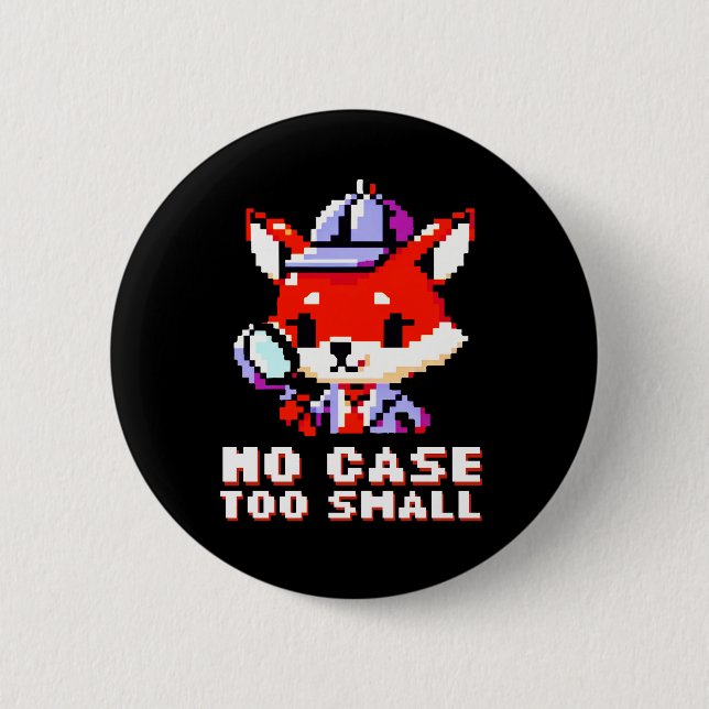 Retro Fox Detective: 8-Bit Whimsy 2 Inch Round Button (Front)